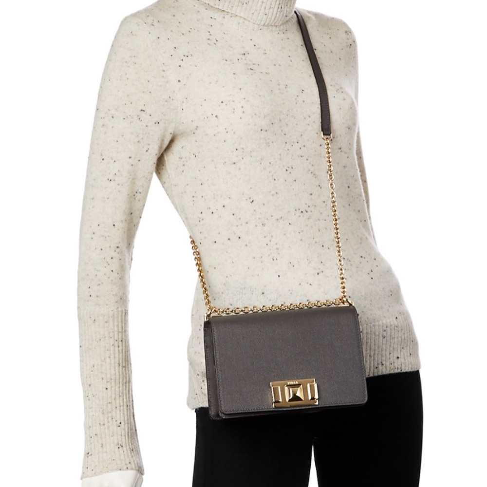 Furla Mimi Mini Leather Convertible Crossbody in Gray
